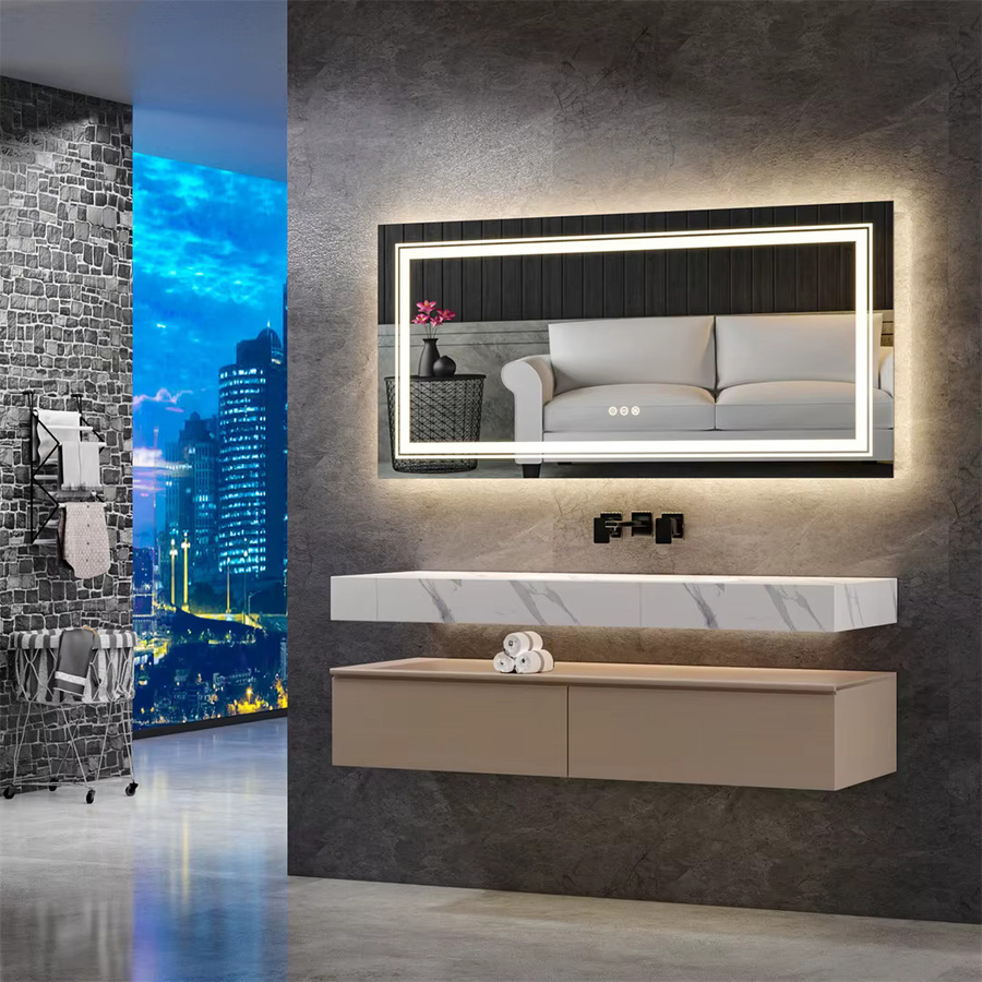 LUVODI Ganzkörperspiegel mit 3-Farben-Beleuchtung und Touch-Funktion, moderner Wandspiegel für Badezimmer und Ankleidezimmer, Weiß oder Schwarz, Breite: 120 cm - Bild 3