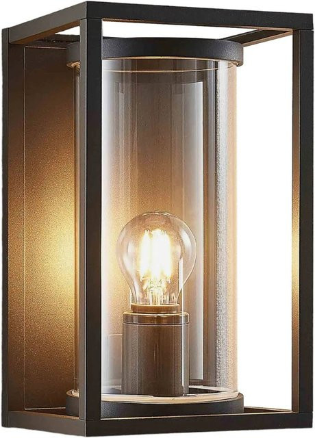 Lucande Wandleuchte Brienne Außen Modern Aluminium Dunkelgrau E27 H: 30,0 cm, B: 18,0 cm, T: 15,0 cm - Bild 1