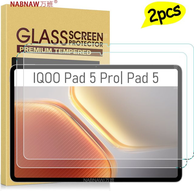 IQOO Displayschutzfolie aus gehärtetem Glas für IQOO Pad 5 Pro 13 Zoll und IQOO Pad 5 12.1 Tablet, transparent, 2er-Pack - Bild 1