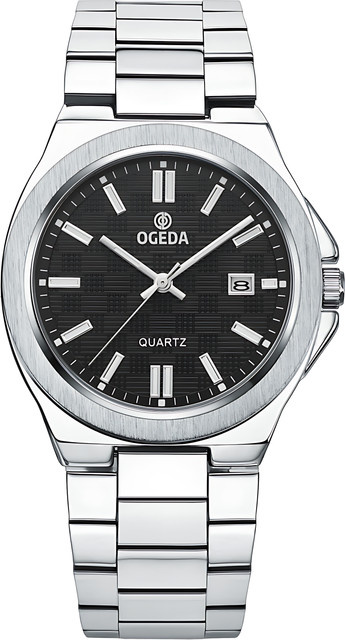 OGEDA Chronograph Armbanduhr, Edelstahl, Quarz, Schwarz, Herren - Bild 1