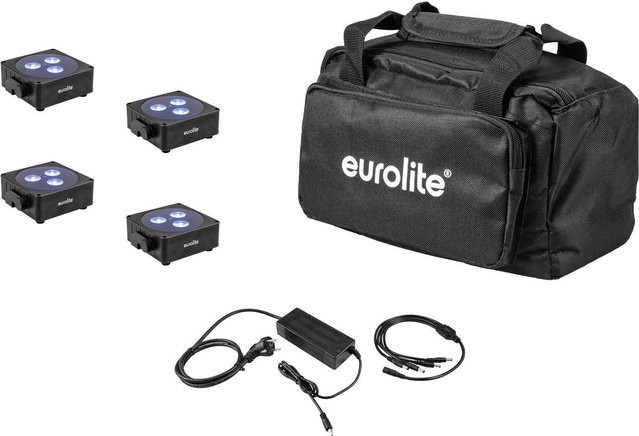 EUROLITE AKKU Flat Light 3 Set in Schwarz mit Ladegerät und Soft-Bag - Bild 1