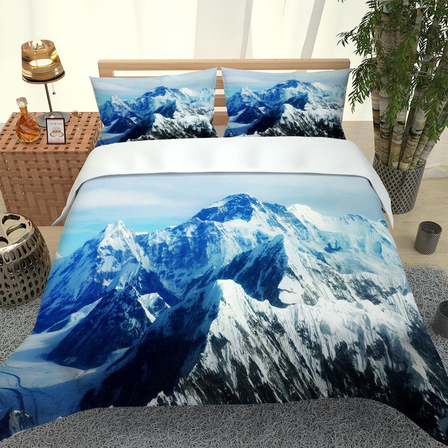 Bettwäsche-Set aus Mikrofaser mit 3D-Schneeberglandschaft für Kinder, 1 Bettbezug und 2 Kissenbezüge, Breite: 90 cm, Länge: 190 cm - Bild 2