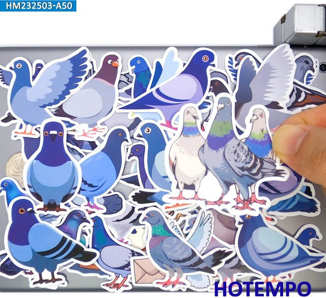 HOTEMPO Pigeons Sticker Animal Decals Bunt / Mehrfarbig 50-teiliges Set - Bild 1