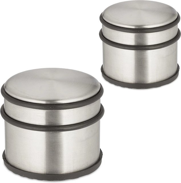 Relaxdays Türstopper 2er Set aus Edelstahl in Silber, schwer und rutschfest, B/H: 7,5 x 9 cm - Bild 1
