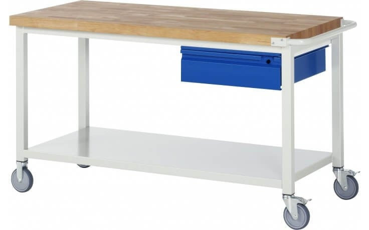 Mobile Werkbank von BIGBOXX mit einer Schublade in Weiß und Rollen - Bild 1