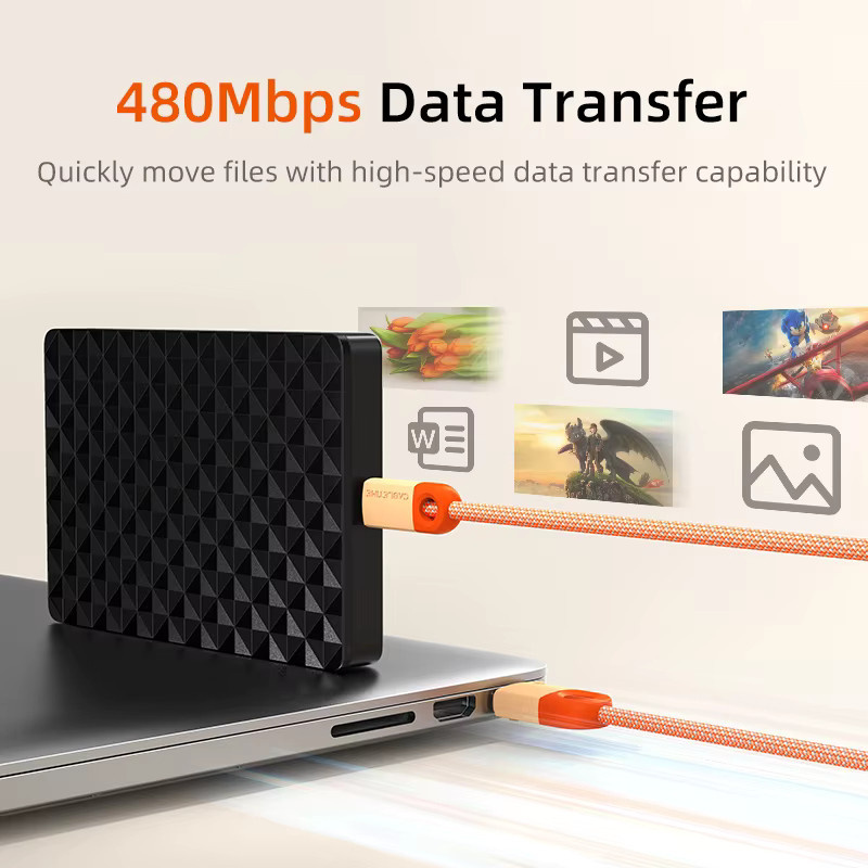 CABLETIME Micro-USB-Kabel in Orange mit 3 A für schnelles Laden und Datenübertragung - Bild 2