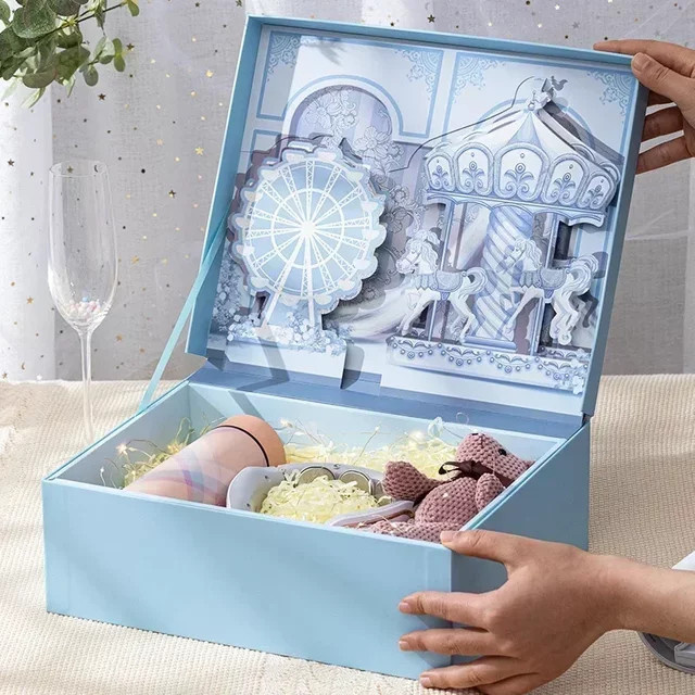 Kreative 3D Cartoon Relief Stereo Geschenkbox mit Magnetverschluss in Pink aus Papier für Kinder und Freunde - Bild 1