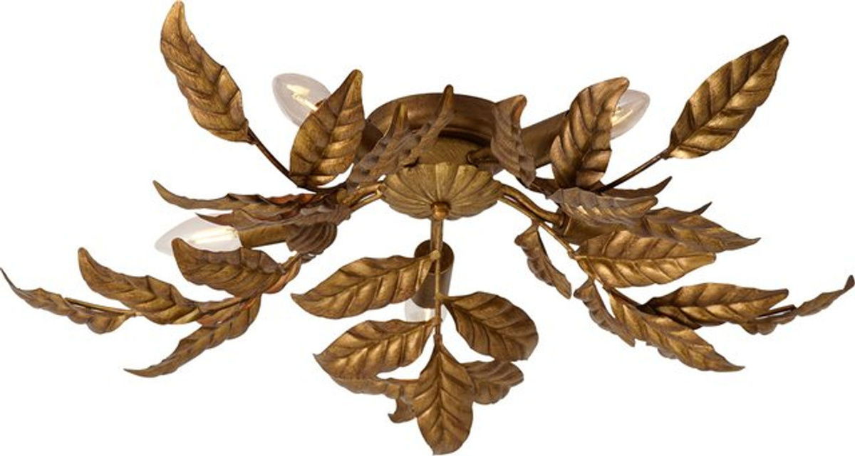QAZQA Vintage Deckenlampe in Gold und Gelb aus Metall im Retro-Design mit 5 E14 Fassungen - Bild 1