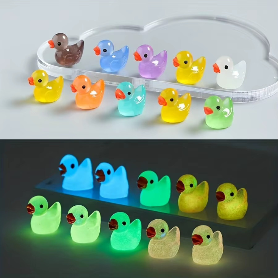 XYTLEZONE Mini leuchtende Enten aus Kunstharz als kreative Dekoration für Tisch und Inneneinrichtung - Bild 3