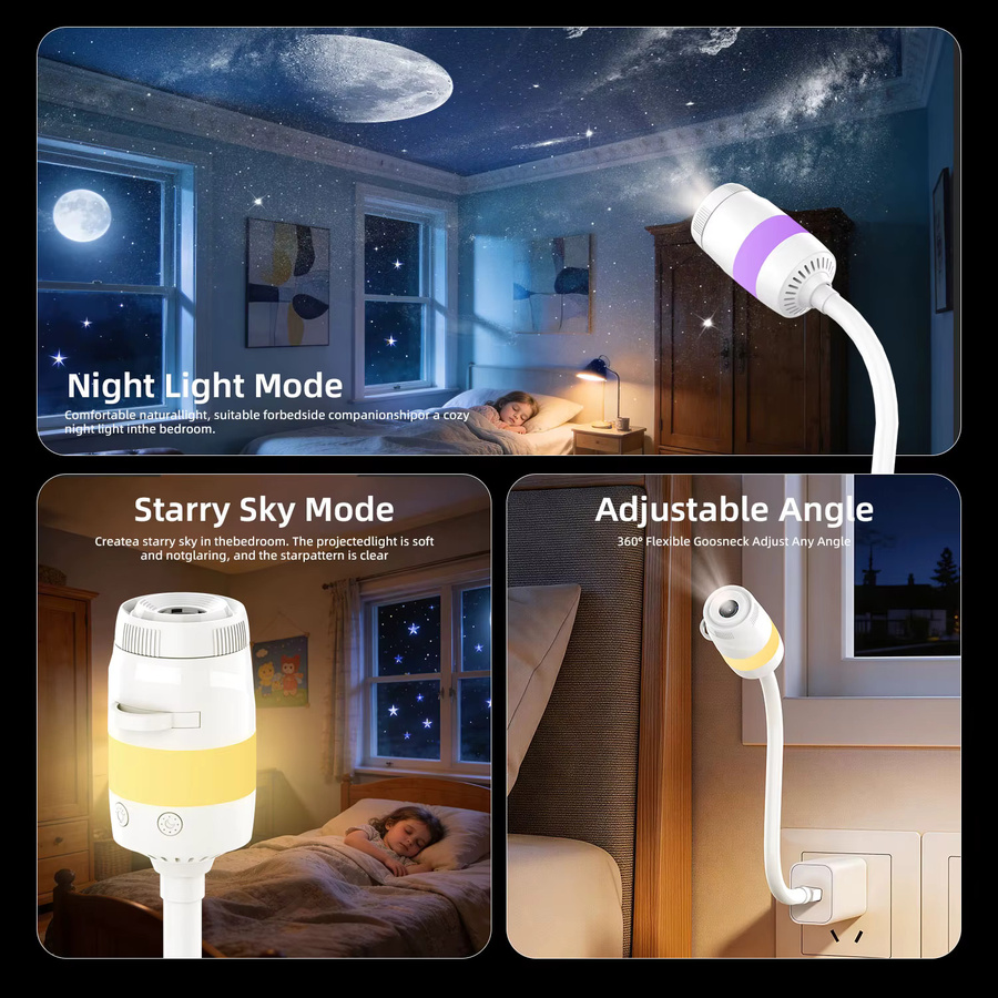 AUSYLE 2-in-1 USB Auto-Ambientelicht mit Projektionsfunktion in Weiß - Bild 3