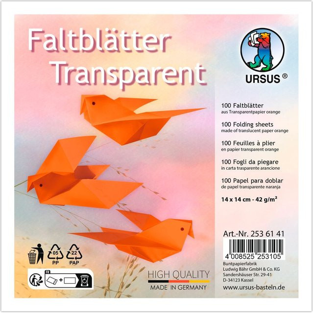 URSUS Transparentpapier-Faltblätter in Orange - Bild 1