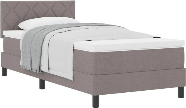 vidaXL Boxspringbett mit Matratze und Kopfteil in Taupe, Hybrid-Bett mit Taschenfederkern, B/T: 90 x 190 cm - Bild 1