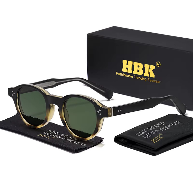 HBK Sonnenbrille, rund, Vollrand, Unisex, schwarz - Bild 1