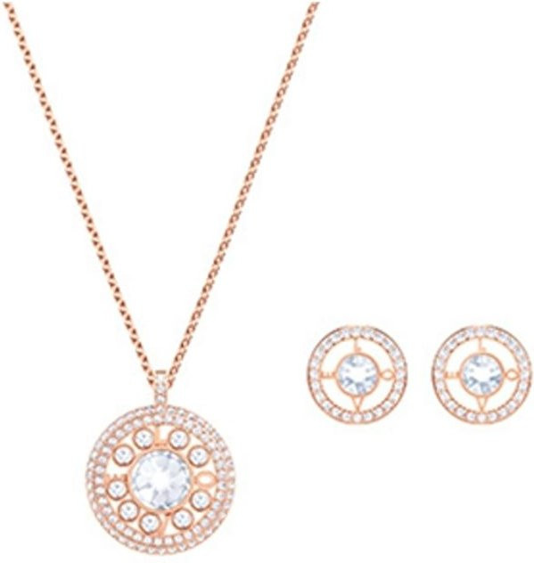 Swarovski Schmuck-Set Halskette und Ohrring, Roségold, Kristall, Damen, Weiß - Bild 1