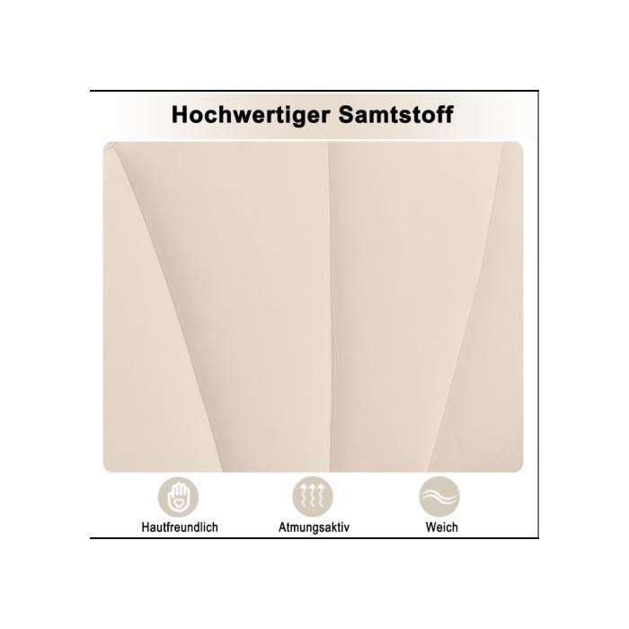 Gepolstertes Bett MUVOE in Beige mit Samtbezug und verstellbarem Kopfteil, B/T/H: 90 x 200 cm - Bild 2