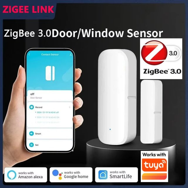 Shine-tale Zigbee 3.0 Tür- und Fenstersensor in Weiß für Smart Home Sicherheit mit App-Fernalarm, kompatibel mit Alexa und Google Home Hub - Bild 1