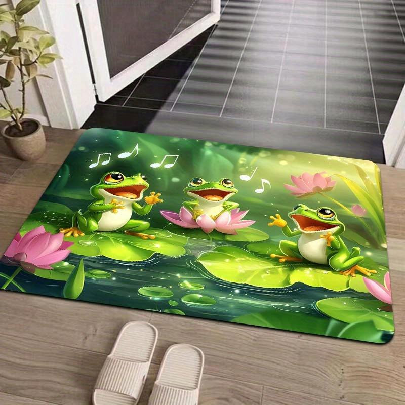 YglEleven Cartoon Fußmatte Frösche, rutschfester Polyester Teppich für Wohnzimmer, Schlafzimmer, Badezimmer und Küche, B/B: 40 x 60 cm, Mehrfarbig - Bild 3