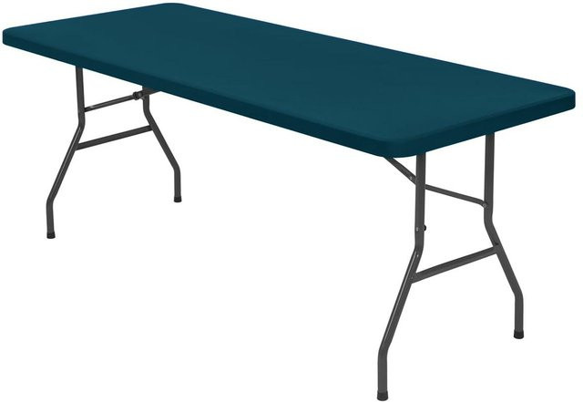 RTTIME Elastische Rechteck Tischdecke aus Spannstoff für Klapptische in Dunkelcyan, B/T: 76 x 122 cm - Bild 1