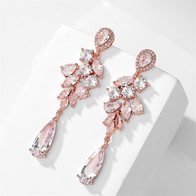 Lucky Star Jewelry Hängeohrringe, Zirkonia, Kupferfarbe, Roségold, Damen - Bild 1