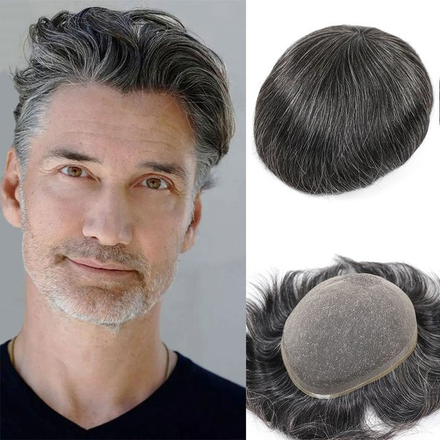 Bfirehair Toupet Echthaar, Grau, Männer - Bild 1