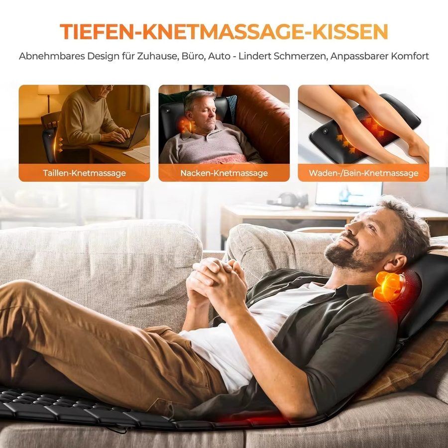HIMOUTA Shiatsu Ganzkörper-Massagematte mit abnehmbarem Massagekissen in Schwarz zur Schmerzlinderung für Rücken, Nacken und Beine - Bild 4
