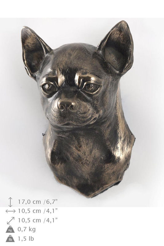 Hängende Chihuahua Hundestatue in Braun von Art-Dog aus Kunstharz und Metall - Bild 4