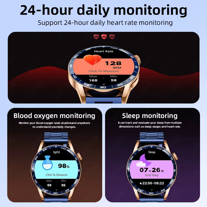 LIGE Smartwatch mit 1,38 Zoll HD Display, Bluetooth Voice Calling, IP68 wasserdicht, Fitness Tracking und Gesundheitsfunktionen in Schwarz - Bild 5