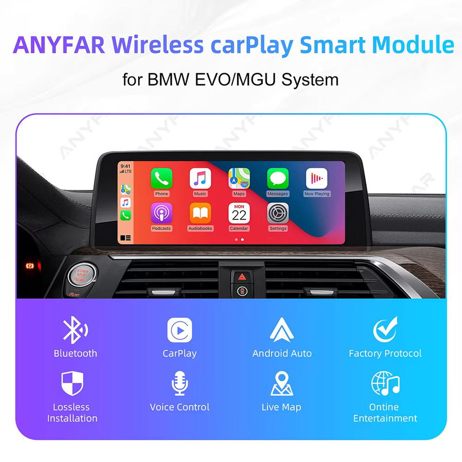 ANYFAR Kabelloser CarPlay Android Decoder für BMW EVO MGU ID5 ID6 ID7 Systeme und MINI in Schwarz - Bild 3