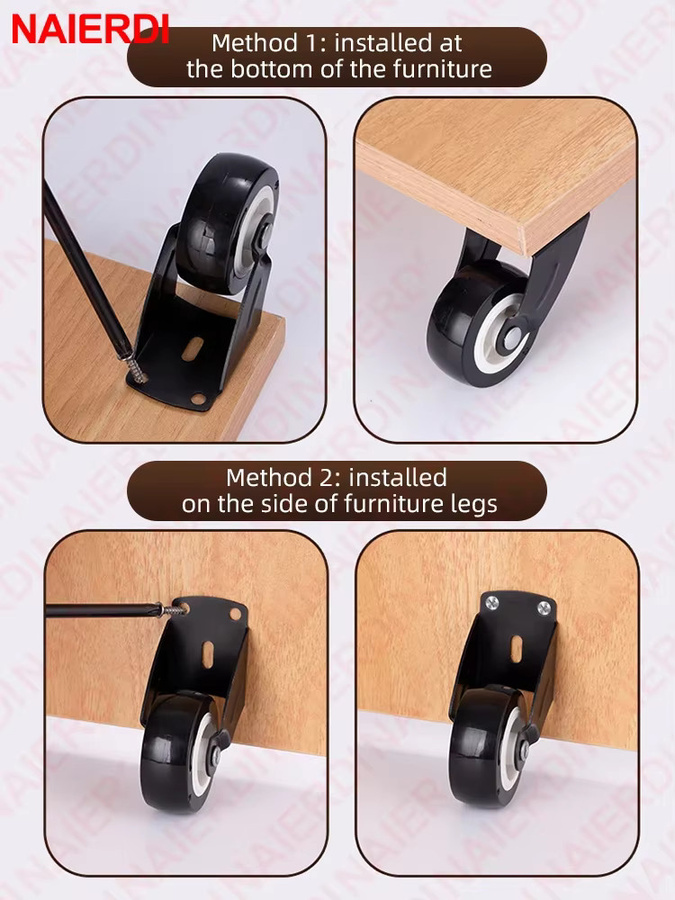 NAIERDI Stützrad für die Türunterseite, höhenverstellbares Anti-Droop Möbelrad aus PP-Nylon für Plattformwagen - Bild 5