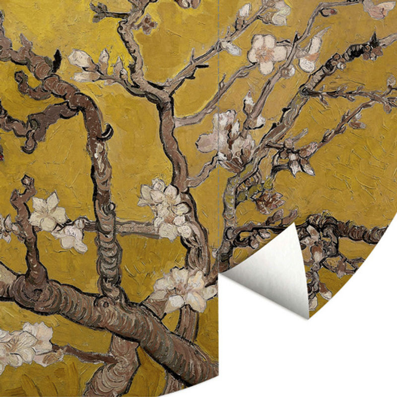 K&L Wall Art Runde Vliestapete Van Gogh Mandelblüte Vintage, mehrfarbig, matt - Bild 4