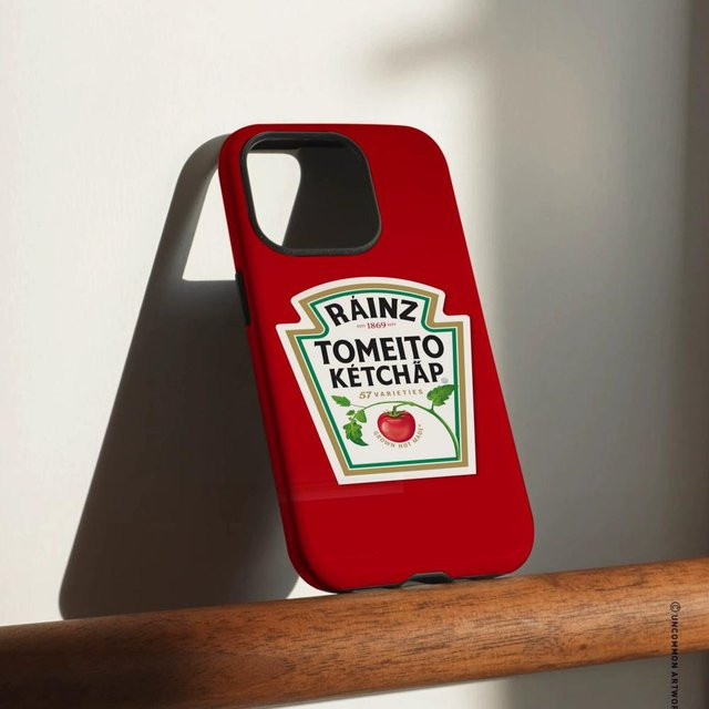 Handyhülle Heinz Tomatos Ketchup Design für iPhone 17 16 15 14 13 12 Pro Max Plus in Rot und Weiß mit glänzender HD-Doppelschicht-Flüssighartschale - Bild 1