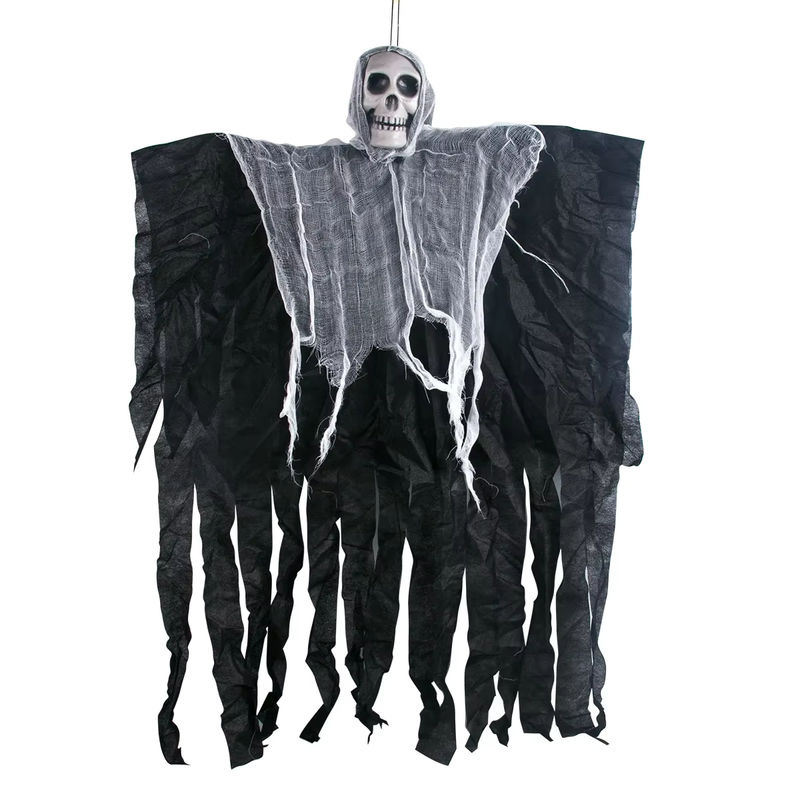 joy-enlife Halloween Dekoration Hängende Schädel Skelett und Geist Ornamente aus Textil in Schwarz - Bild 4