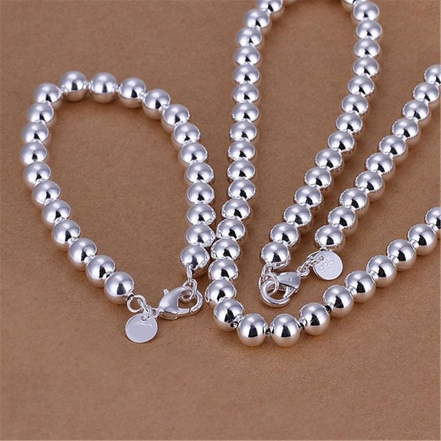 Wucifang Jewelry Schmuck-Set, 925 Sterling Silber, Perlen, grau, Damen - Bild 1