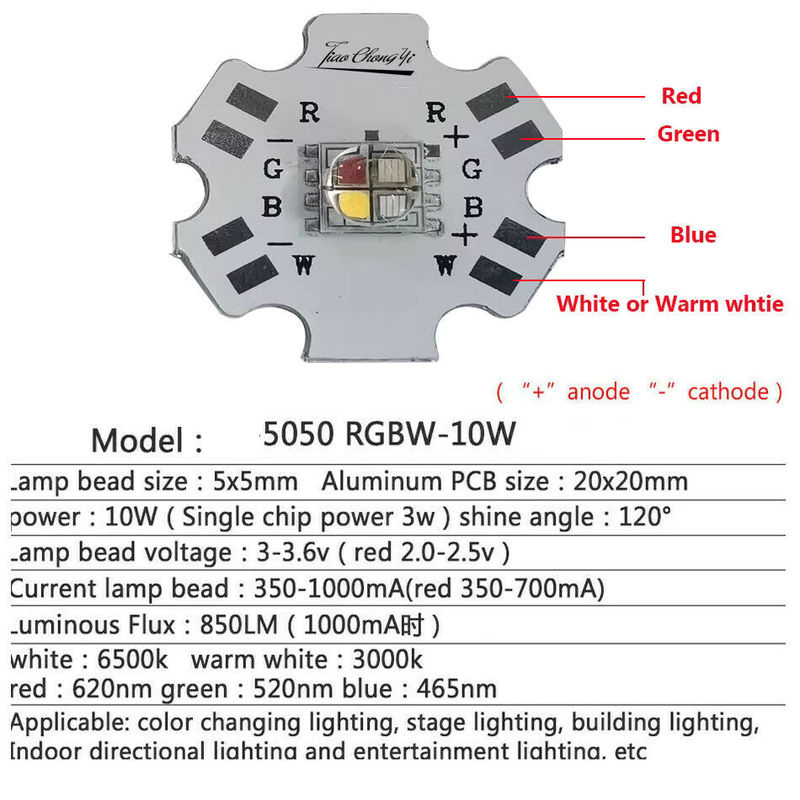 TiaoChongYi 10 Stück RGBW RGBWW Hochleistungs-LED-Leuchtdiodenchips 5050 mit 20 mm Aluminium-Leiterplatte in Multicolour - Bild 6