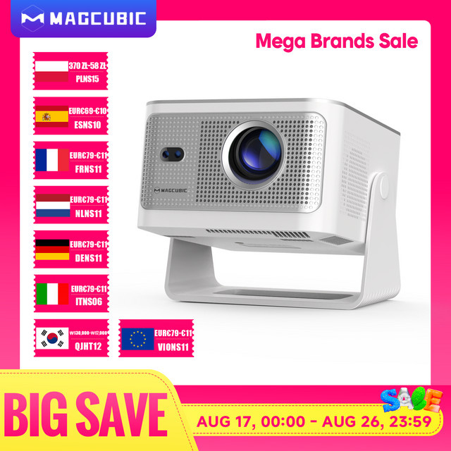 Magcubic HY350Max Tragbarer Projektor mit Android 14, Autofokus, 4K Unterstützung, 900 ANSI Lumen, Full HD 1080P, Wifi 6 und Bluetooth 5.4 in Weiß - Bild 1