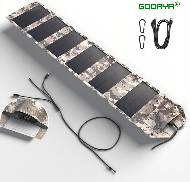 Tragbares 100W faltbares Solarpanel Camouflage mit USB-Anschluss für Camping und Wandern, wasserdicht, Schwarz/Multicolor - Bild 1
