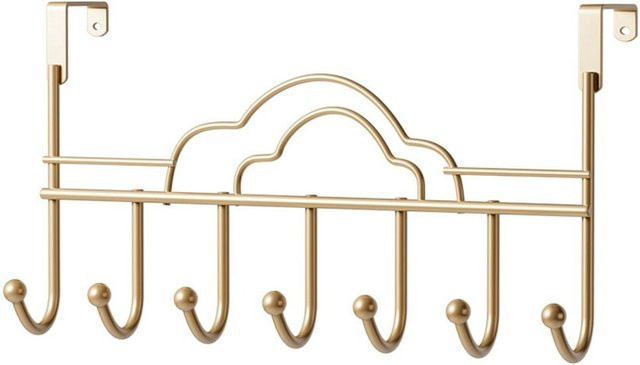 Über-Tür-Haken aus Eisen mit 7 Haken in Gold als Kleideraufbewahrungsgestell für Mantel und Hut, B/T/H: 41 x 22 x 41 cm - Bild 1