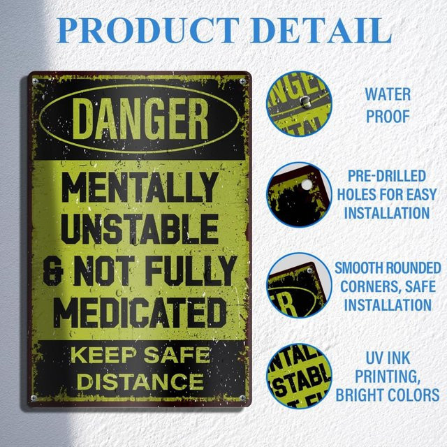 CIFBUY Metall-Warnschild zur Wanddekoration in Schwarz und Gelb für Männerhöhle oder Hof - Bild 1