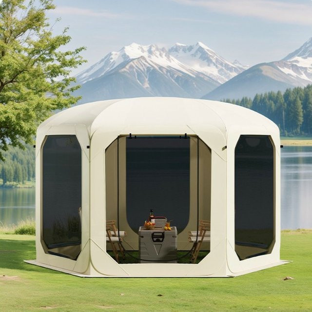 OEING Camping Zelt mit Mesh-Gewebe und automatischer Öffnung, beige - Bild 1