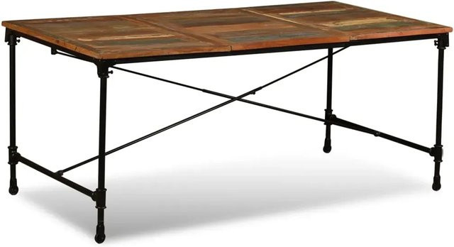 vidaXL Esszimmertisch aus Massivholz im Industrial Design, Mehrfarbig, B/T/H: 180 x 90 x 76 cm - Bild 1