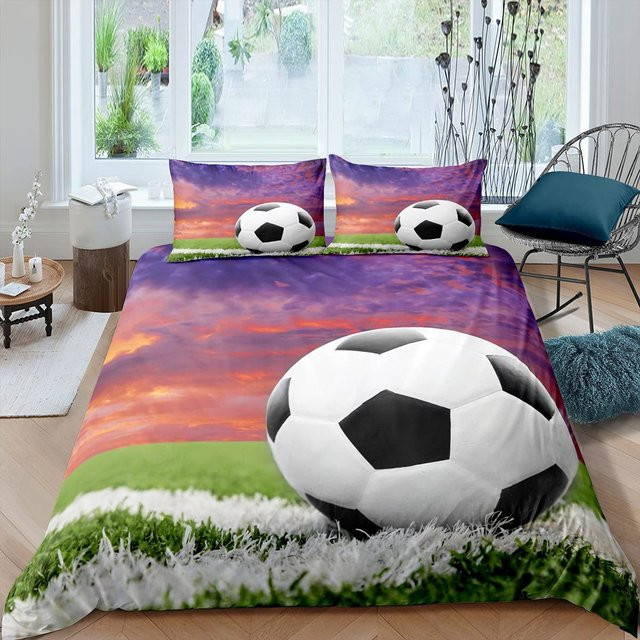 Binchi Fitness Bettwäscheset Fußballfeld Design in Grün, bestehend aus Bettbezug und Kissenbezug aus Polyester, B/H: 260 x 220 cm - Bild 1