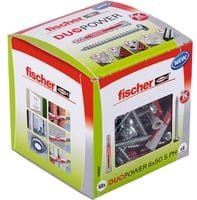 Fischer DUOPOWER Universal-Dübel aus Nylon, Grau/Rot, Durchmesser: 6 mm, Länge: 50 mm, 50 Stück - Bild 1