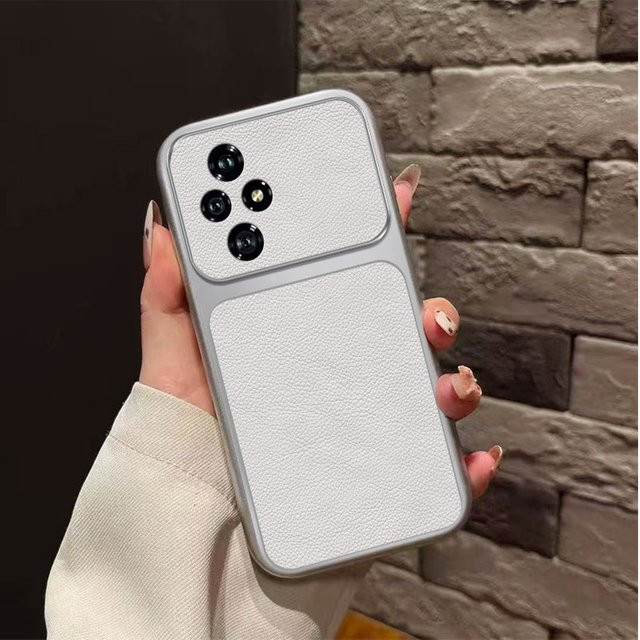 Premium PU-Lammleder Handyhülle für Huawei Honor 200 Pro in Silberweiß und Schwarz - Bild 1