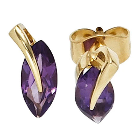 Colfem Ohrstecker 585 Gelbgold, Amethyst, Unisex - Bild 1