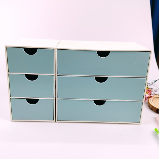 Home Cosmetics Aufbewahrungsbox aus Kunststoff in Blau mit Schubladen für deinen Schreibtisch - Bild 1
