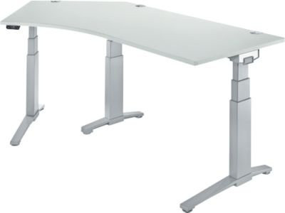 Schäfer Shop Genius ERGOSTYLE S Schreibtisch elektrisch höhenverstellbar, C-Fuß, lichtgrau/weißaluminium, B: 216,5 cm, T: 80 cm, H: 64,5-130,5 cm - Bild 1