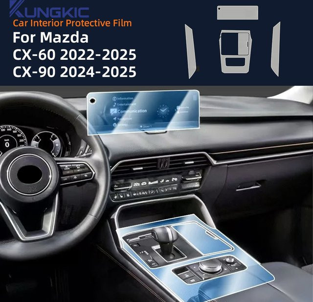 KUNGKIC TPU-Schutzfolie für Mazda CX-60 und CX-90 (2022–2025), Mittelkonsole Autoinnenraum, transparent und kratzfest - Bild 1