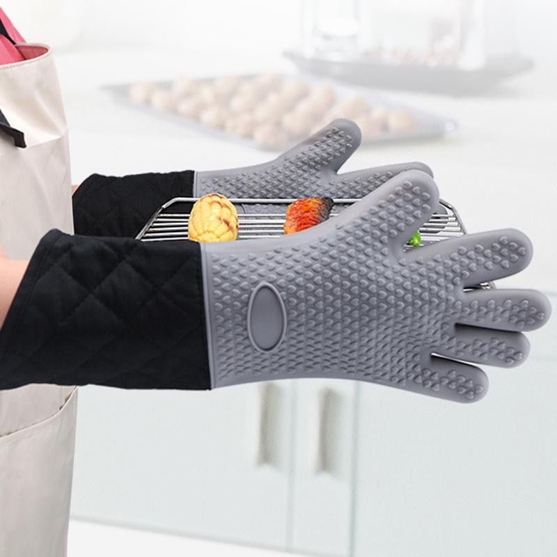 Hitzebeständige Silikon Mikrowellenhandschuhe und Grillhandschuhe von Wipon in Schwarz oder Rot - Bild 3