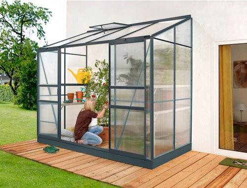 Vitavia Anlehn-Gewächshaus Styx in Schwarz und Grau mit 3,3 m² Fläche und 4 mm HKP-Verglasung - Bild 3