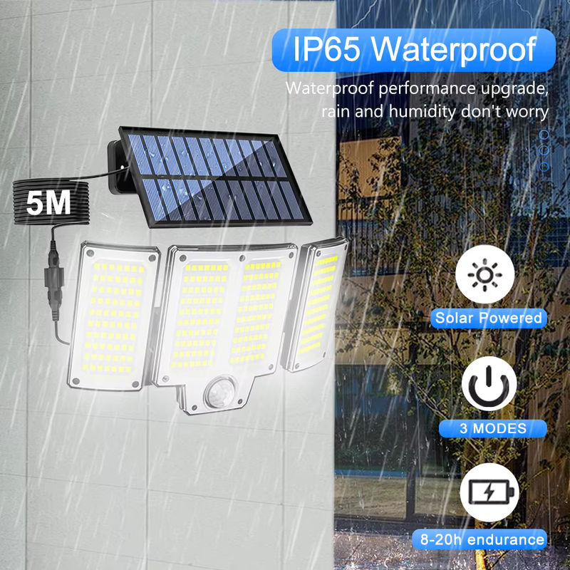LED Solar-Flutlicht mit Bewegungsmelder für den Außenbereich, wasserdichte Solar-Wandleuchte für Garten und Sicherheit, Farbe: Weiß - Bild 6